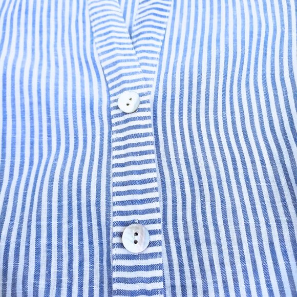 J.Jill Love Linen Blue Striped Sleeveless Button-Front Tunic Top – Size S - Picture 4 of 9